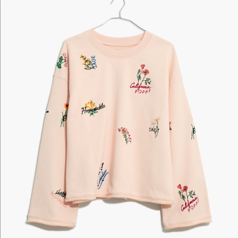 Madewell Embroidered Bell-Sleeve Sweatshirt